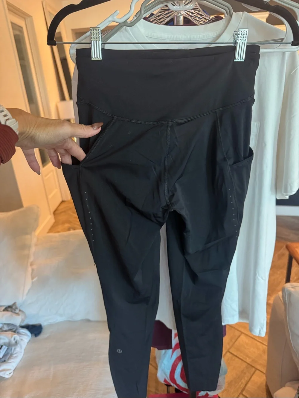 Lululemon Fast & Free High-Rise 7/8 Running Leggings Black Reflective Pockets